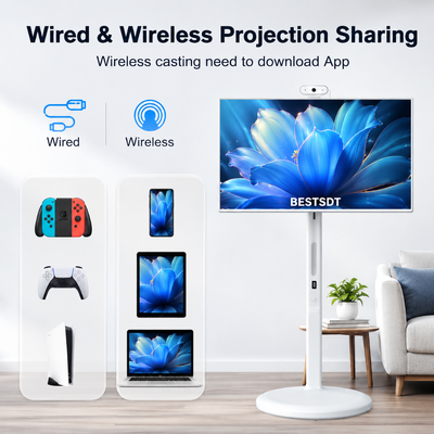 32 Inch Android 13 Battery Powered Mobile Smart Screen Touch Digital Signage 4K IPS 8GB 128GB