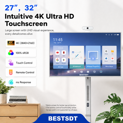 32 Inch Android 13 Battery Powered Mobile Smart Screen Touch Digital Signage 4K IPS 8GB 128GB