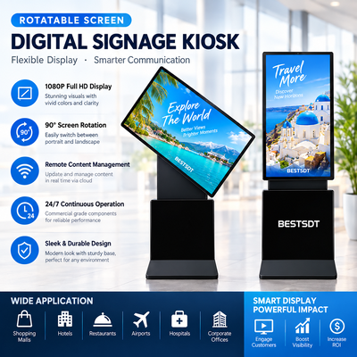 360 Degree Rotatable Floor Standing Digital Signage 43 50 55 65 Inch 4K Android Windows Touch Screen