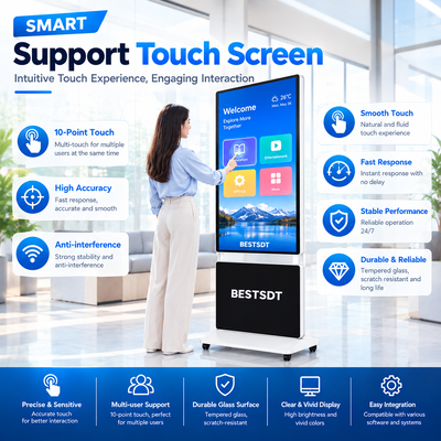 360 Degree Rotatable Floor Standing Digital Signage 43 50 55 65 Inch 4K Android Windows Touch Screen