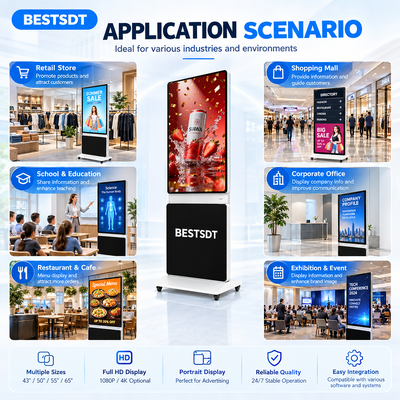 360 Degree Rotatable Floor Standing Digital Signage 43 50 55 65 Inch 4K Android Windows Touch Screen